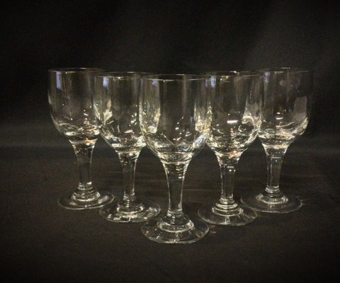 Vintage Crystal Wine Glasses, 1950s, Set of 5-JZV-2033683