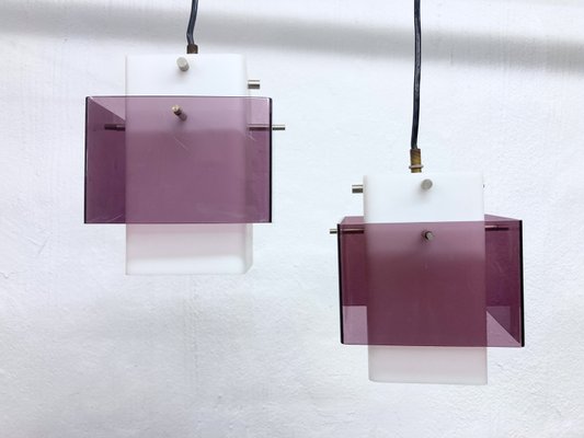 Vintage Cubic Acrylic Pendant Lights, 1950s, Set of 2-AET-2031323