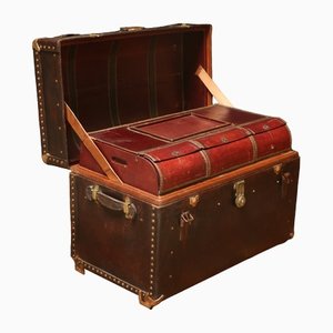 Vintage Curved Leather Trunk-EMZ-1430668