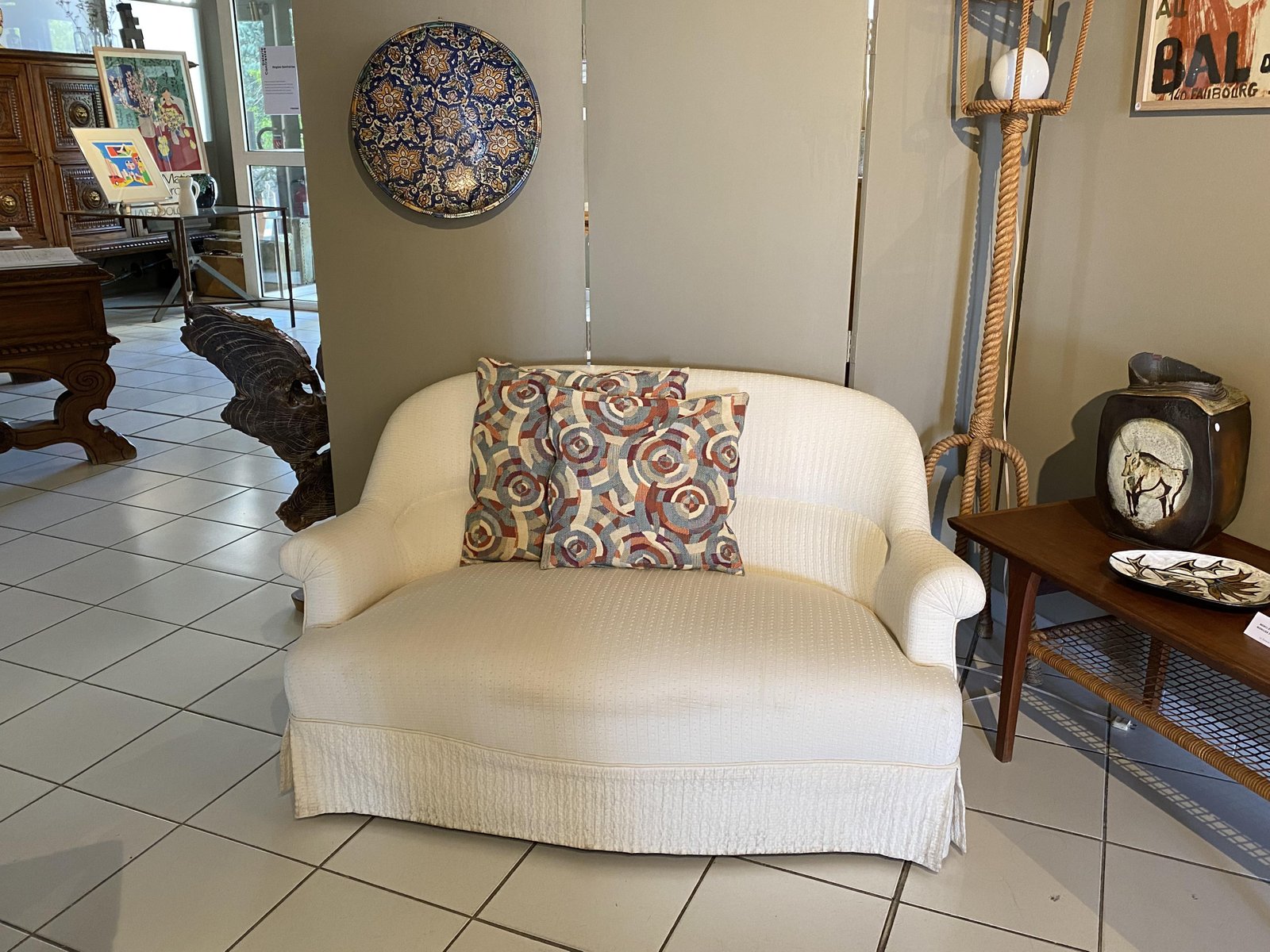 Vintage Cushions with Sonia Delaunay Fabric, Set of 2