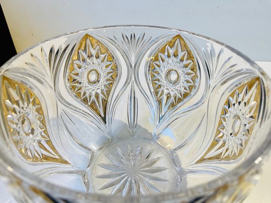 Vintage Cut Crystal and Gilt Enamel Fruit Bowl, 1950s-LCR-1031375