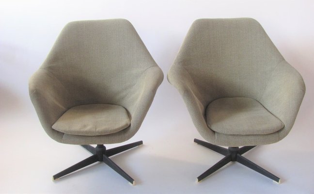 Vintage Czech Swivel Shell Armchairs, 1960s, Set of 3-ZWG-1271269