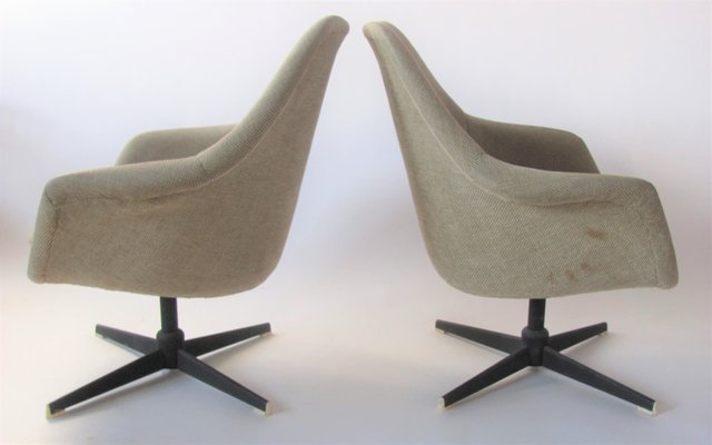 Vintage Czech Swivel Shell Armchairs, 1960s, Set of 3-ZWG-1271269