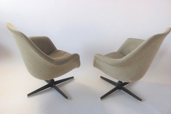 Vintage Czech Swivel Shell Armchairs, 1960s, Set of 3-ZWG-1271269