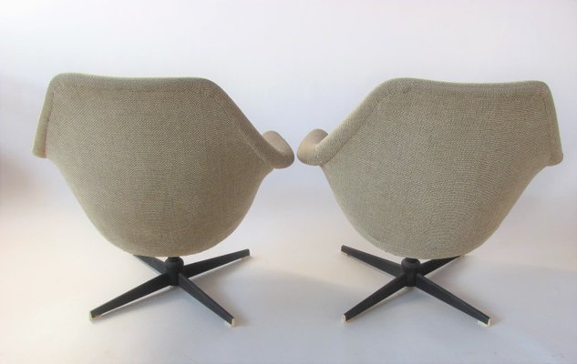 Vintage Czech Swivel Shell Armchairs, 1960s, Set of 3-ZWG-1271269