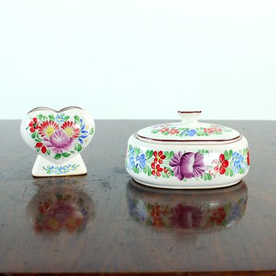 Vintage Czechoslovakian Folk Design Ceramic Vase & Bowl Set from Chodovia Domažlice, 1974, Set of 2-UL-786241