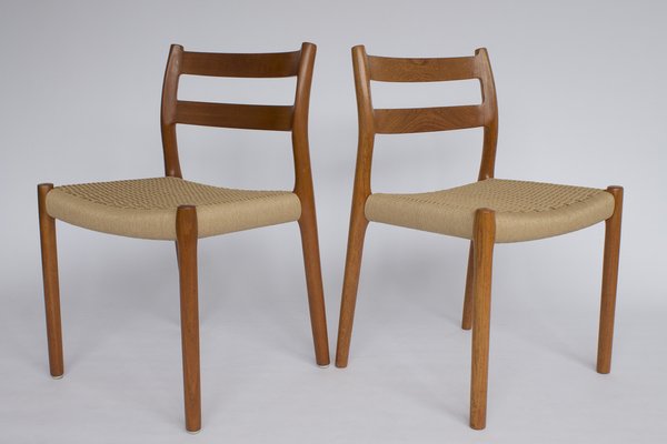 Vintage Danish #84 Chairs in Teak by Niels Møller, 1970s, Set of 4-DOM-1447870