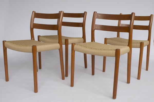 Vintage Danish #84 Chairs in Teak by Niels Møller, 1970s, Set of 4-DOM-1447870