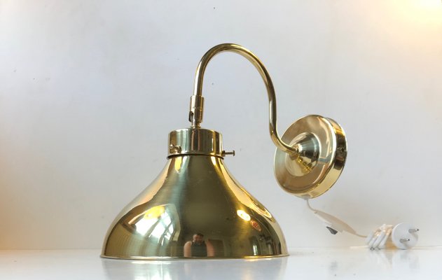 Vintage Danish Adjustable Brass Sconce from Abo Metalkunst, 1970s-LCR-692019