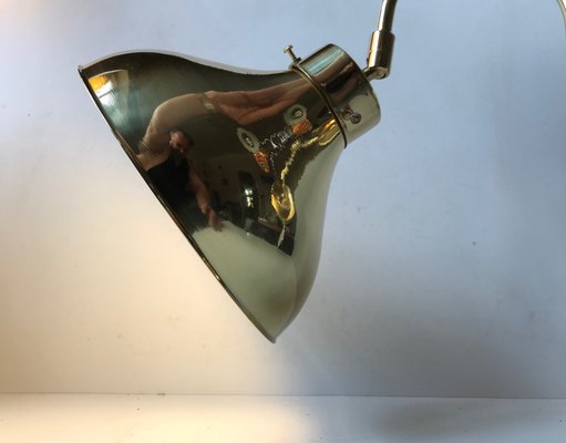 Vintage Danish Adjustable Brass Sconce from Abo Metalkunst, 1970s-LCR-692019