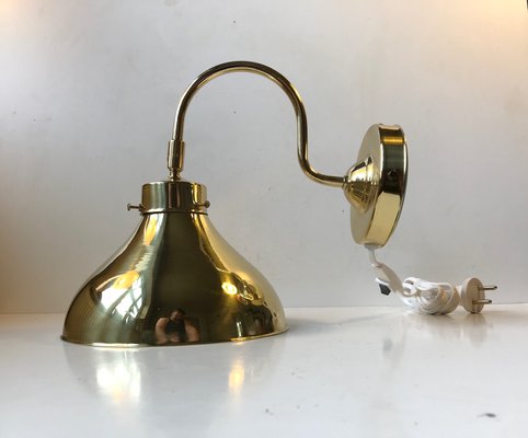 Vintage Danish Adjustable Brass Sconce from Abo Metalkunst, 1970s-LCR-692019