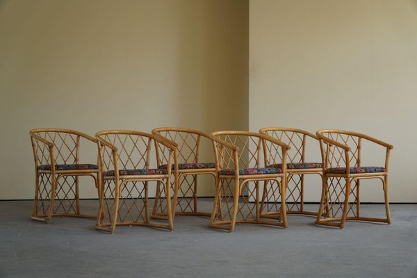 Vintage Danish Bamboo Dining Chairs, 1960s, Set of 6-MXF-1361715