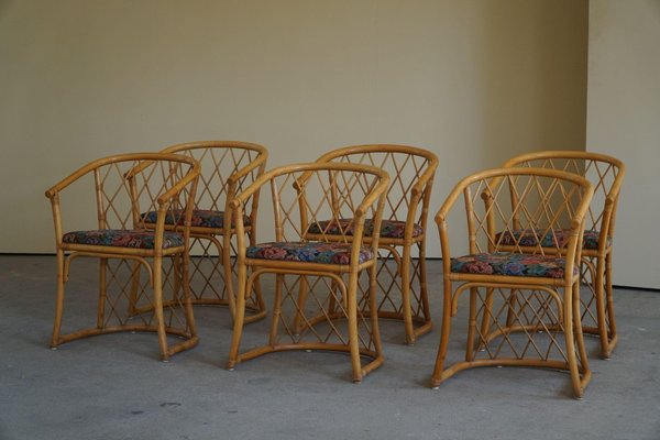 Vintage Danish Bamboo Dining Chairs, 1960s, Set of 6-MXF-1361715