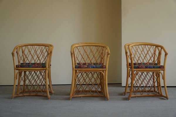 Vintage Danish Bamboo Dining Chairs, 1960s, Set of 6-MXF-1361715