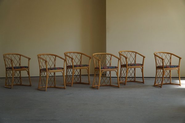 Vintage Danish Bamboo Dining Chairs, 1960s, Set of 6-MXF-1361715