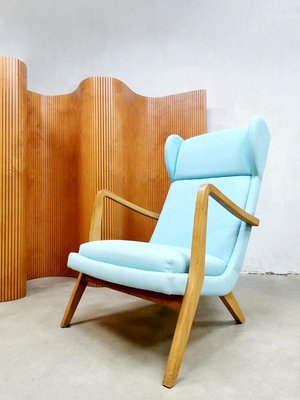 Vintage Danish Blue Wingback Lounge Chair, 1960s-BW-707330