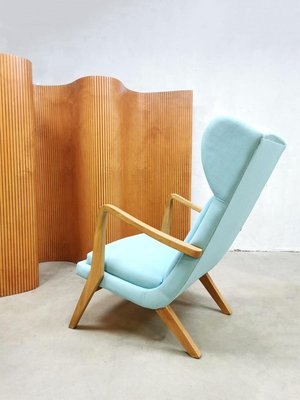 Vintage Danish Blue Wingback Lounge Chair, 1960s-BW-707330