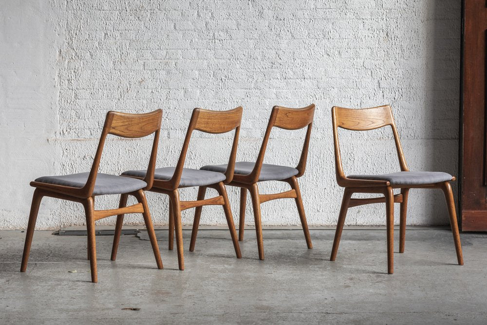 Vintage Danish Boomerang Dining Chairs by Alfred Christensen, 1960, Set of 4