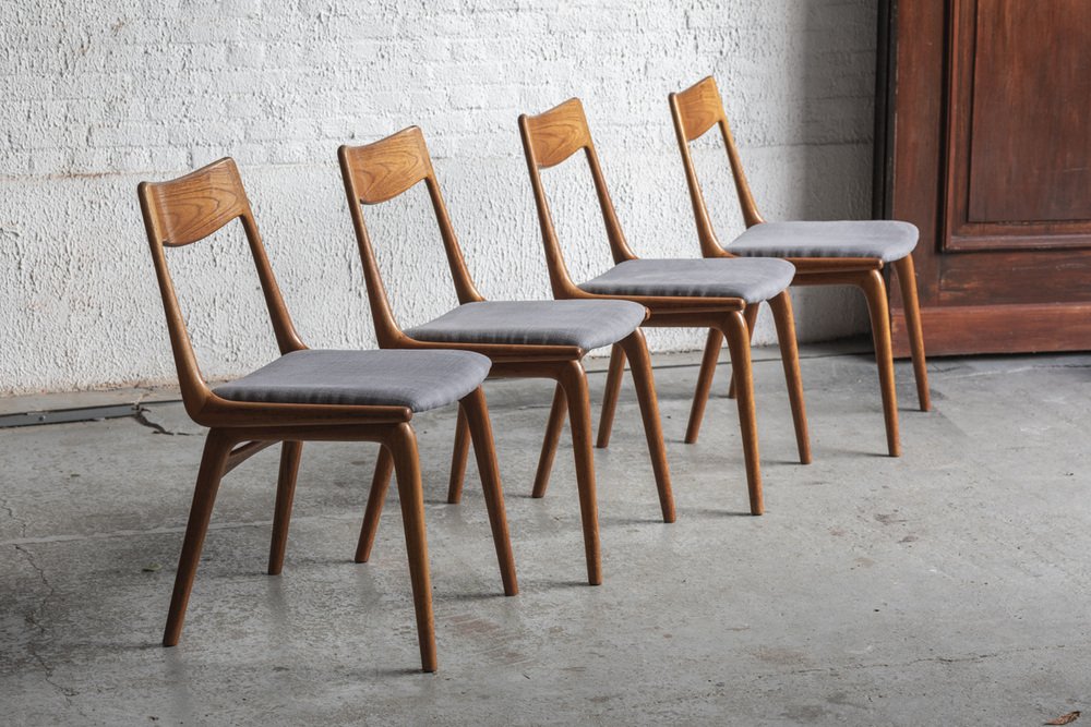 Vintage Danish Boomerang Dining Chairs by Alfred Christensen, 1960, Set of 4