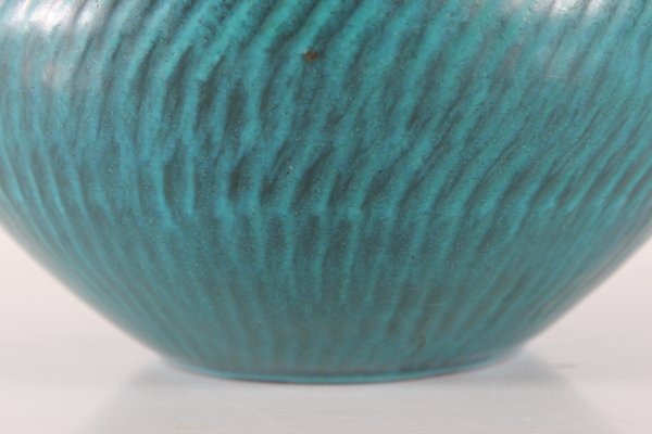 Vintage Danish Bowl in Ceramic with Turquoise-Blue Glaze by Gunnar Nylund, 1960s-QQ-2035765