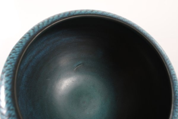 Vintage Danish Bowl in Ceramic with Turquoise-Blue Glaze by Gunnar Nylund, 1960s-QQ-2035765