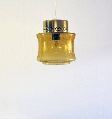 Vintage Danish Brass and Glass Pendant-HPQ-1359856