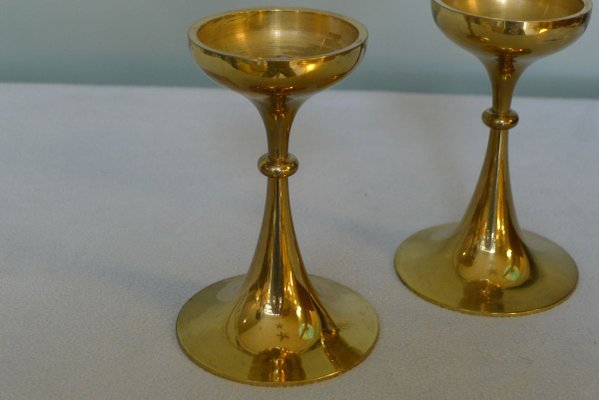 Vintage Danish Brass Trumpet-Shaped Candleholders, Set of 2-VRE-738212