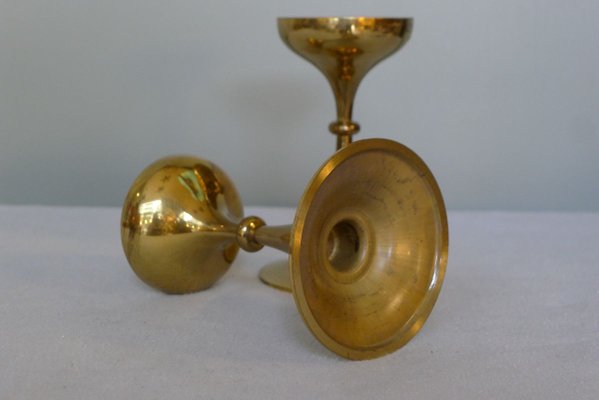 Vintage Danish Brass Trumpet-Shaped Candleholders, Set of 2-VRE-738212