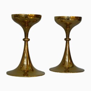 Vintage Danish Brass Trumpet-Shaped Candleholders, Set of 2-VRE-738212