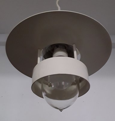 Vintage Danish Ceiling Lamp in White Lacquered Metal by Louis Poulsen, 1970s-HOI-1193392