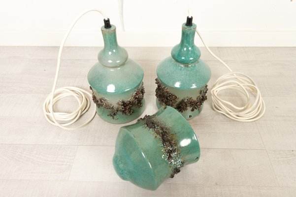 Vintage Danish Ceramic Pendants and Hanging Flower Pot, 1960s, Set of 2-WIX-1047311