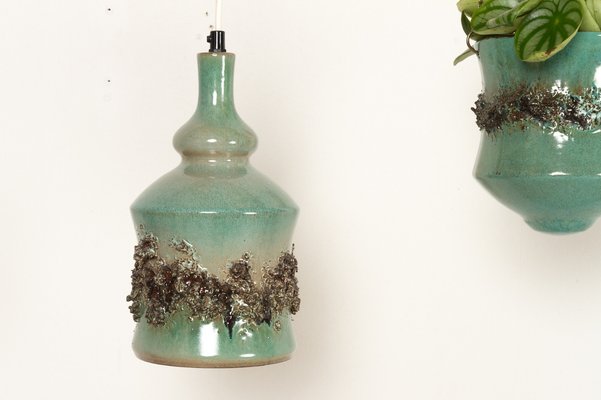 Vintage Danish Ceramic Pendants and Hanging Flower Pot, 1960s, Set of 2-WIX-1047311