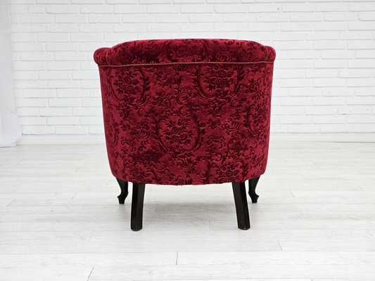 Vintage Danish Chair in Red Cotton and Wool Fabric, 1950s-TMW-1793000