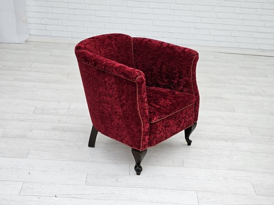 Vintage Danish Chair in Red Cotton and Wool Fabric, 1950s-TMW-1793000