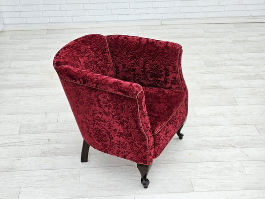 Vintage Danish Chair in Red Cotton and Wool Fabric, 1950s-TMW-1793000