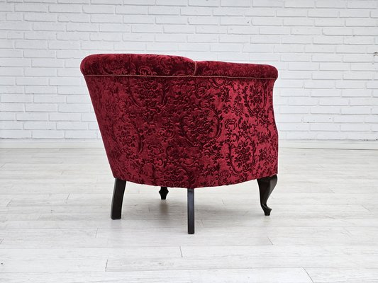 Vintage Danish Chair in Red Cotton and Wool Fabric, 1950s-TMW-1793000