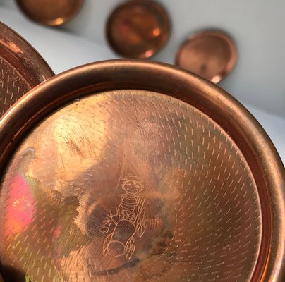 Vintage Danish Copper Drink and Coffee Coasters Set, 1960s, Set of 12-LCR-737674