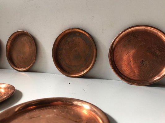 Vintage Danish Copper Drink and Coffee Coasters Set, 1960s, Set of 12-LCR-737674