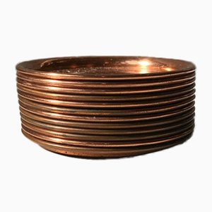 Vintage Danish Copper Drink and Coffee Coasters Set, 1960s, Set of 12-LCR-737674