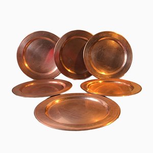 Vintage Danish Copper Plates from Cawa, 1960s, Set of 6-LCR-883838