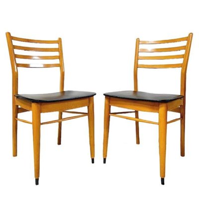 Vintage Danish Dining Chairs in Black Skai, Set of 2-BMU-1817396