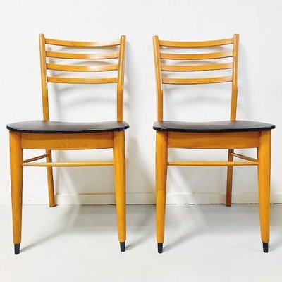 Vintage Danish Dining Chairs in Black Skai, Set of 2-BMU-1817396