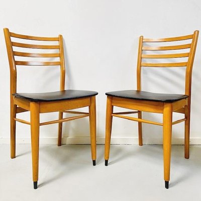 Vintage Danish Dining Chairs in Black Skai, Set of 2-BMU-1817396