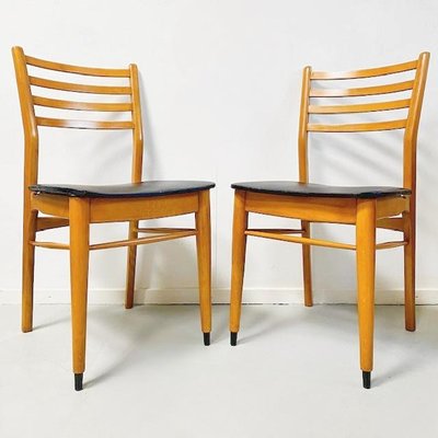 Vintage Danish Dining Chairs in Black Skai, Set of 2-BMU-1817396