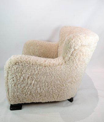 Vintage Danish Easy Chair in Sheepskin, 1940s-UY-1730572