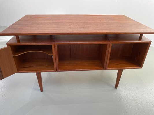 Vintage Danish Freestanding Teak Desk with Floating Top, 1950s-WIX-1733931