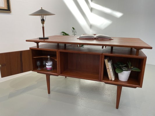 Vintage Danish Freestanding Teak Desk with Floating Top, 1950s-WIX-1733931