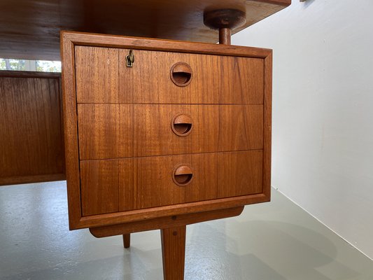 Vintage Danish Freestanding Teak Desk with Floating Top, 1950s-WIX-1733931