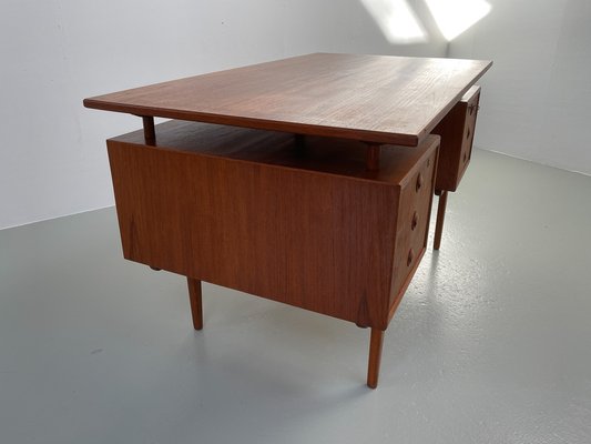 Vintage Danish Freestanding Teak Desk with Floating Top, 1950s-WIX-1733931