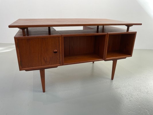 Vintage Danish Freestanding Teak Desk with Floating Top, 1950s-WIX-1733931